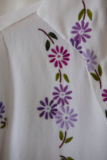 Allium ~ Reworked Vintage Embroidered Cotton Shirt - M