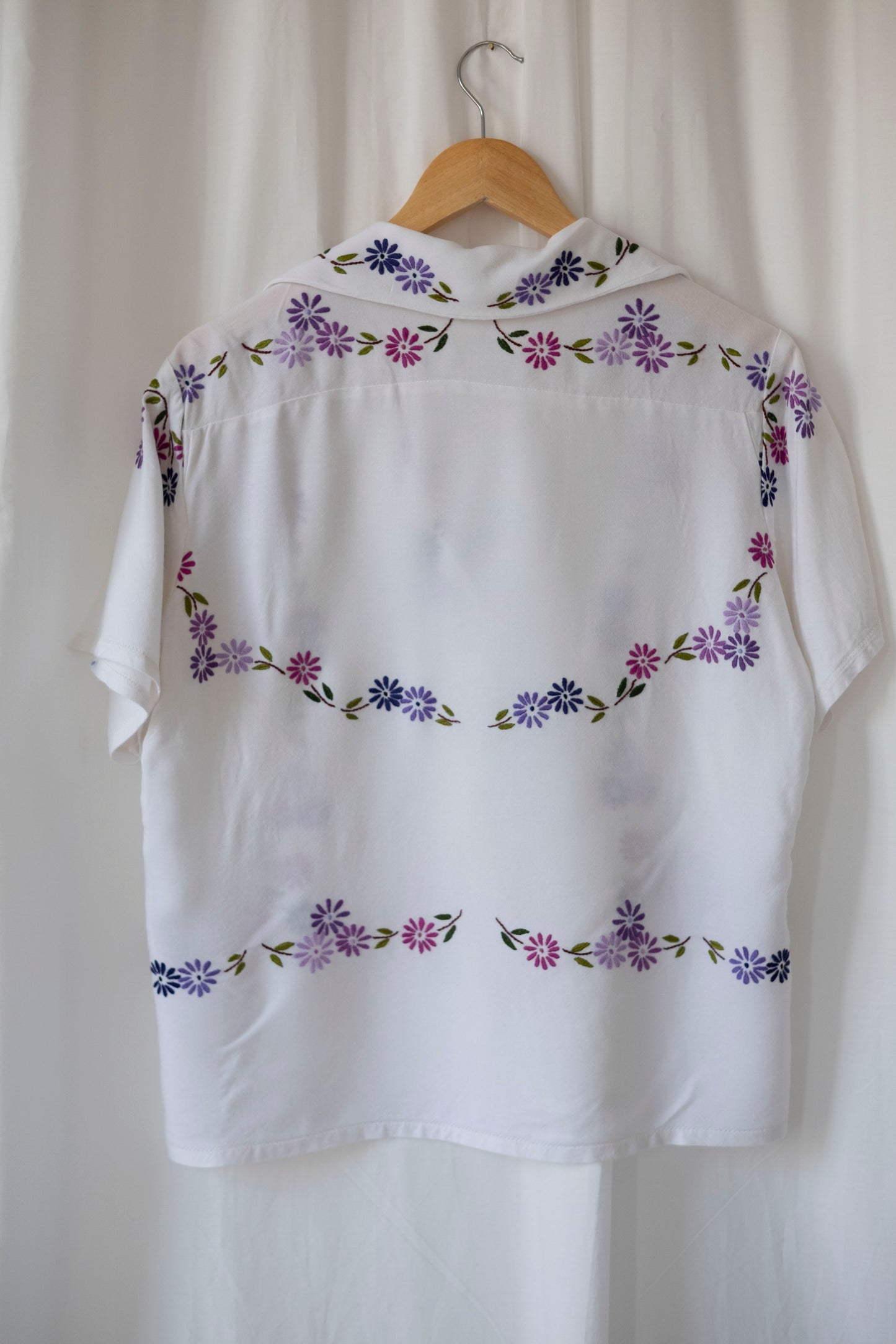 Allium ~ Reworked Vintage Embroidered Cotton Shirt - M