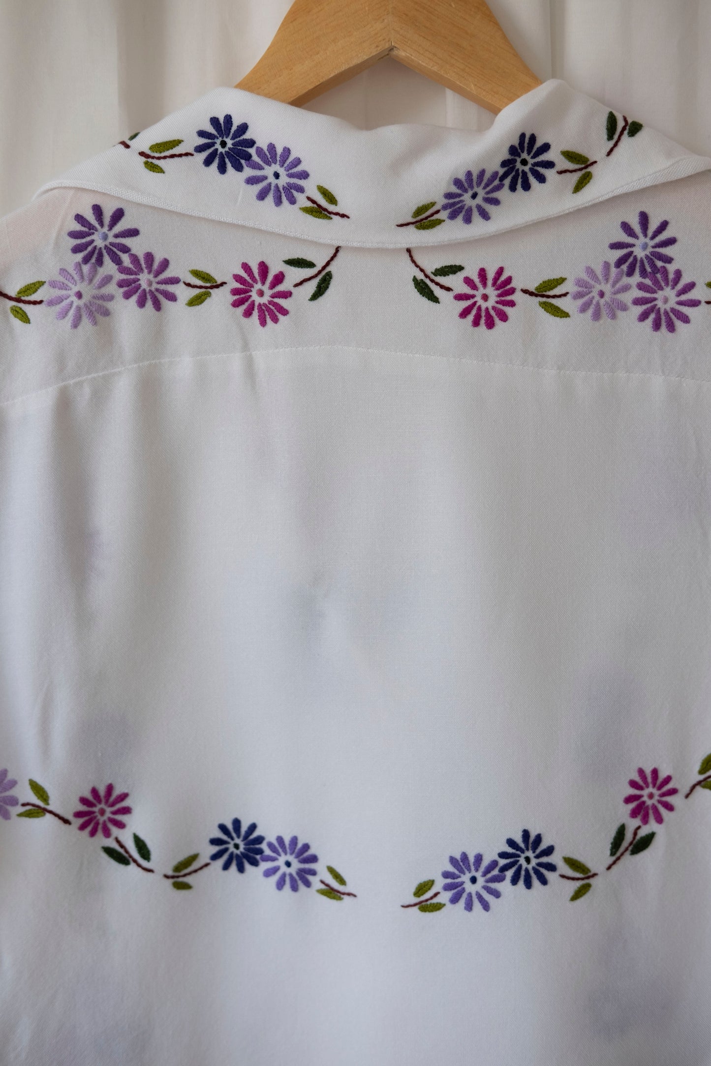 Allium ~ Reworked Vintage Embroidered Cotton Shirt - M