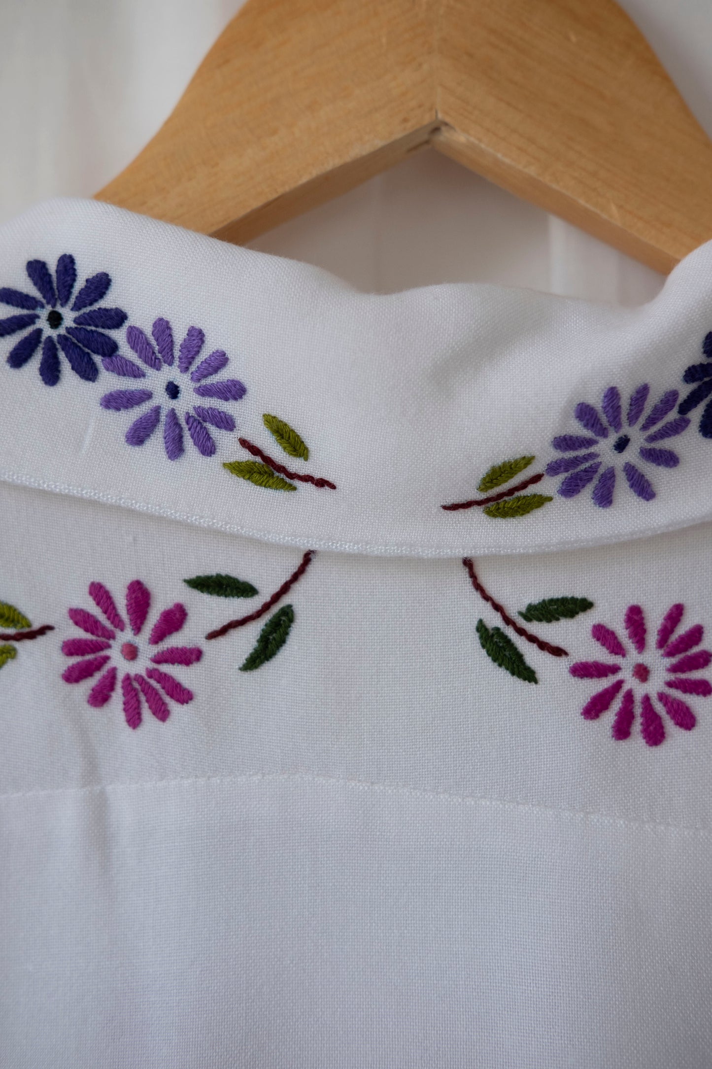 Allium ~ Reworked Vintage Embroidered Cotton Shirt - M