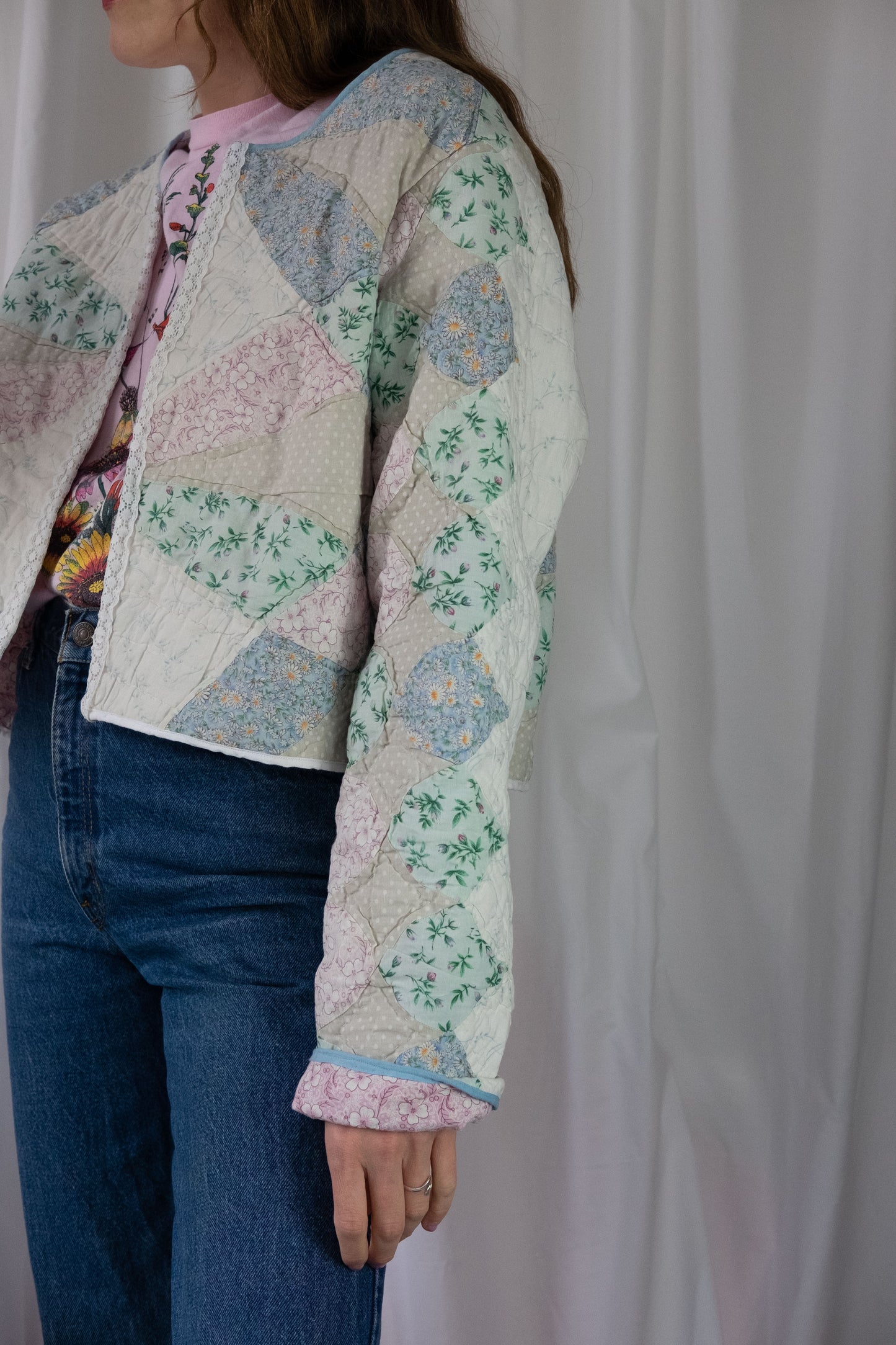 Heather ~ Remade Vintage Patchwork Quilt Cropped Jacket  ~ S/M