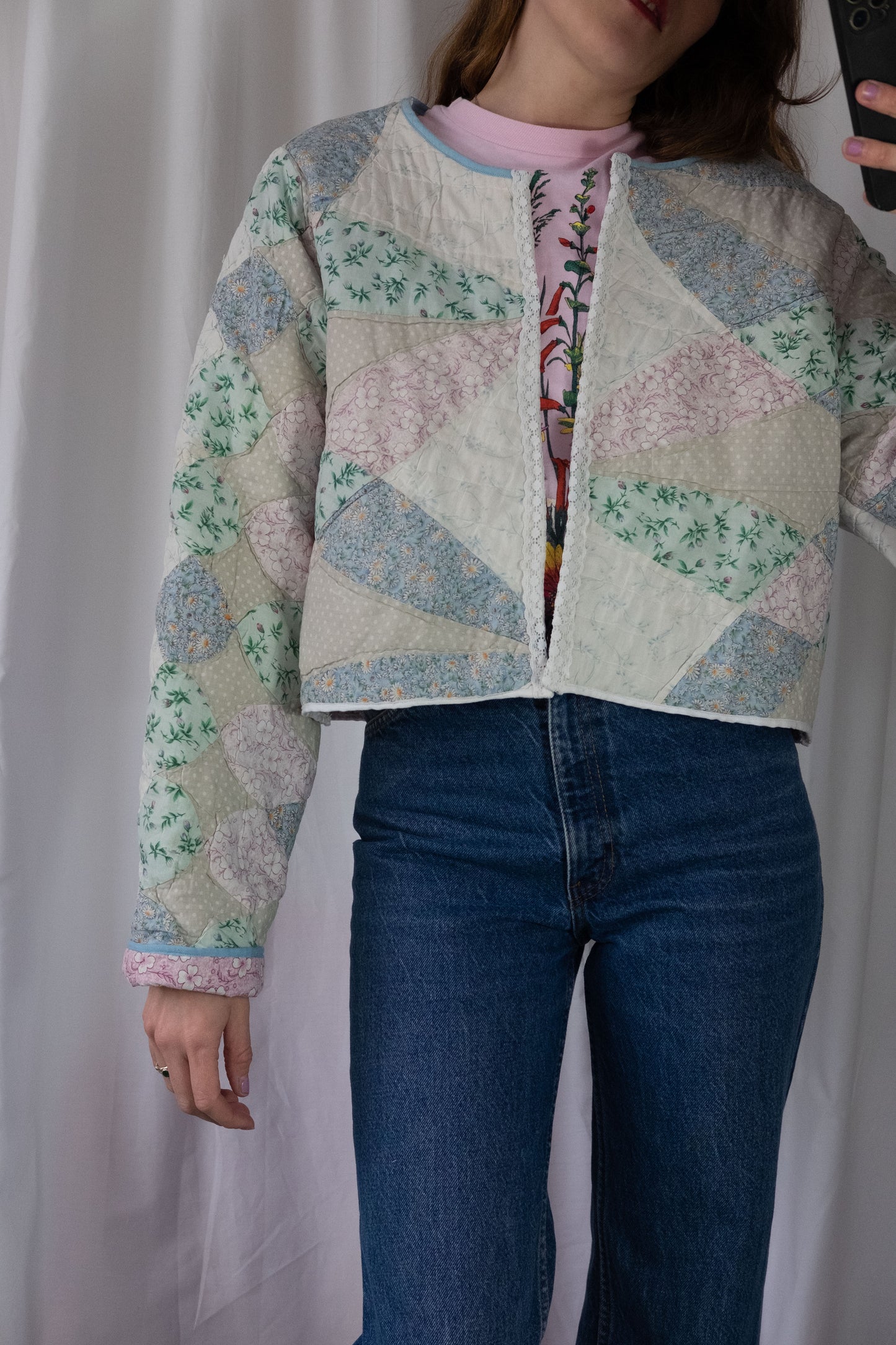 Heather ~ Remade Vintage Patchwork Quilt Cropped Jacket  ~ S/M