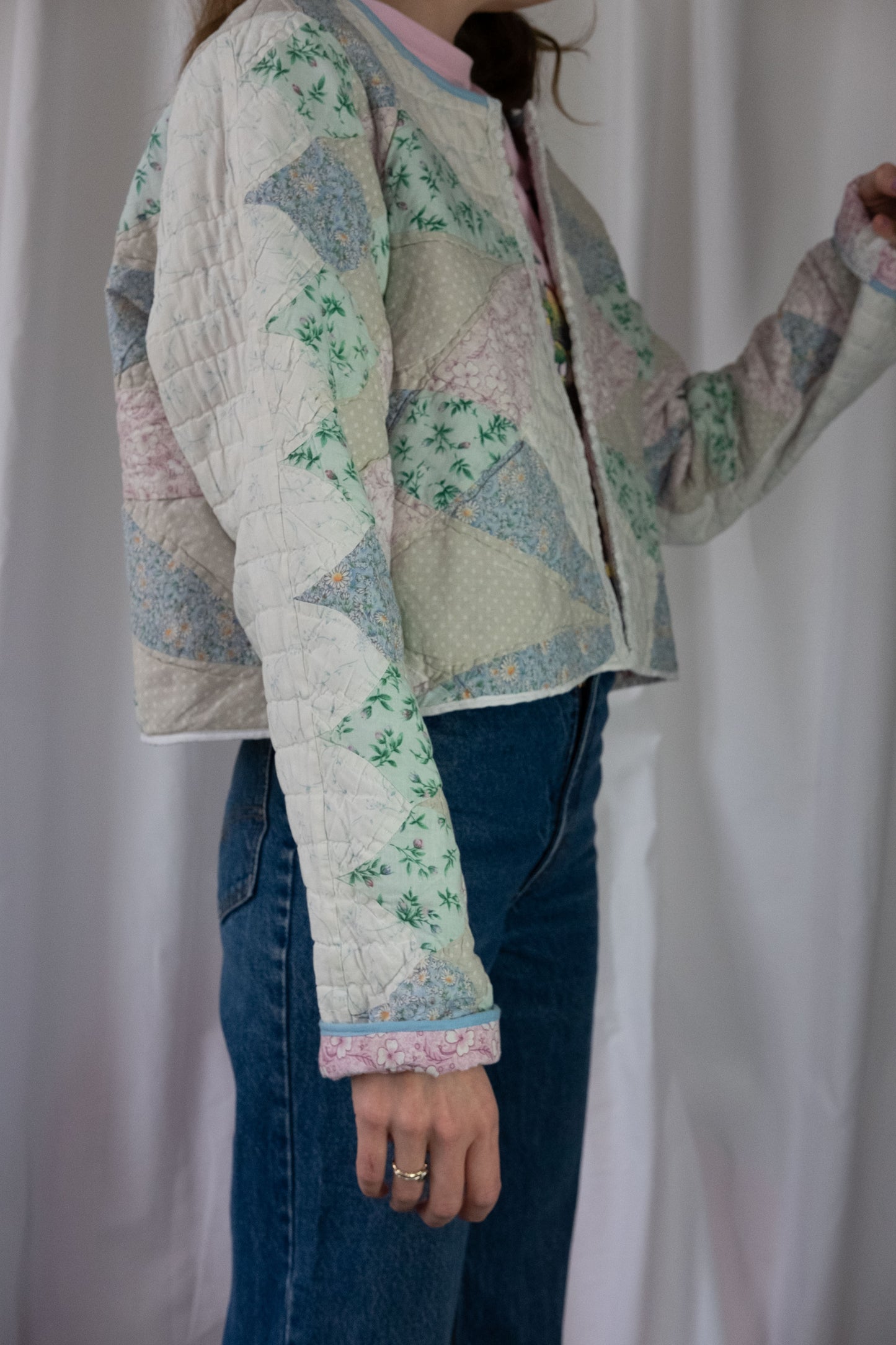 Heather ~ Remade Vintage Patchwork Quilt Cropped Jacket  ~ S/M