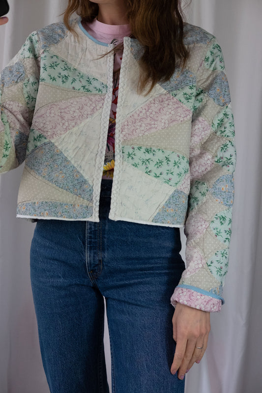 Heather ~ Remade Vintage Patchwork Quilt Cropped Jacket  ~ S/M