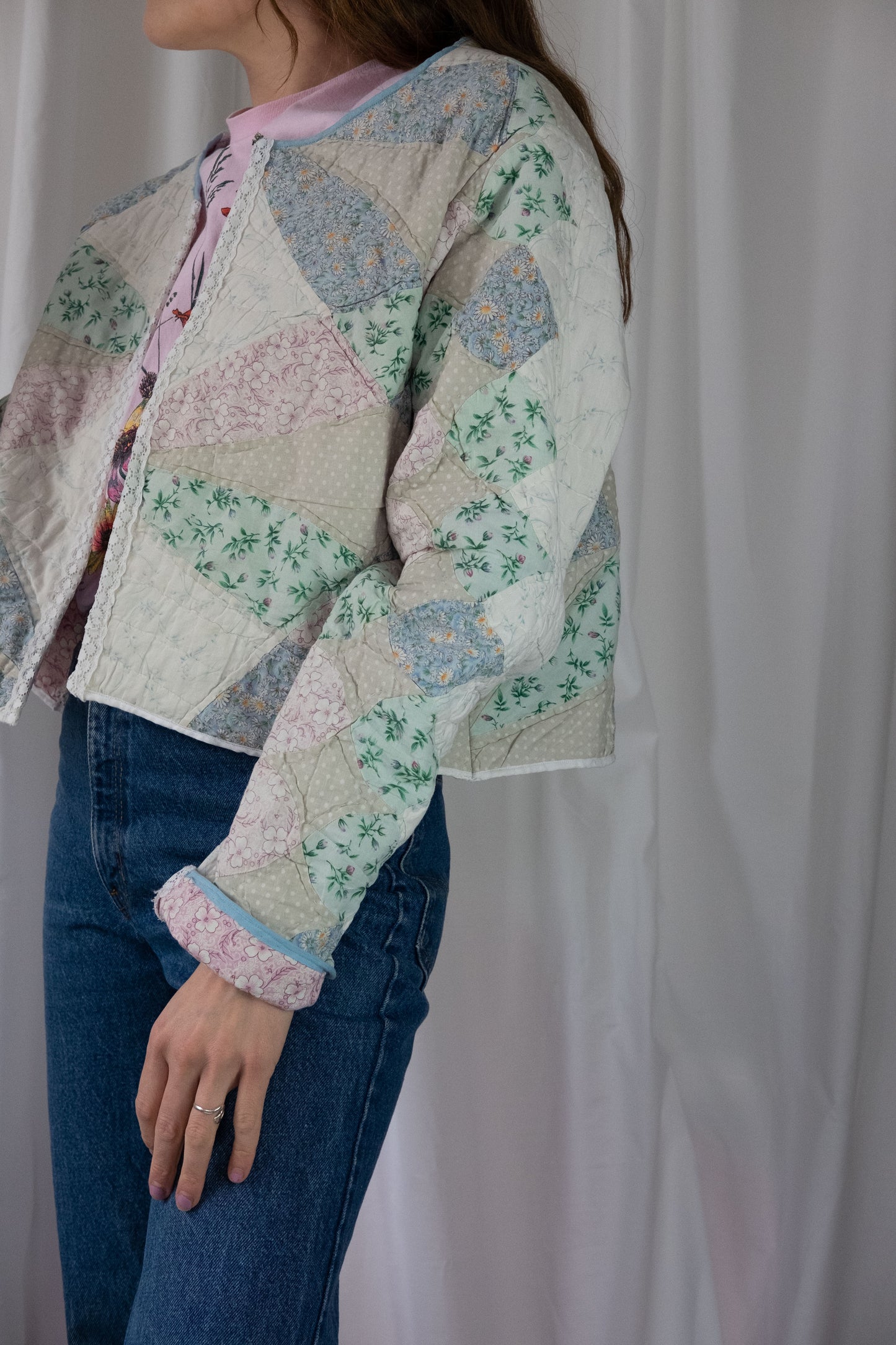 Heather ~ Remade Vintage Patchwork Quilt Cropped Jacket  ~ S/M