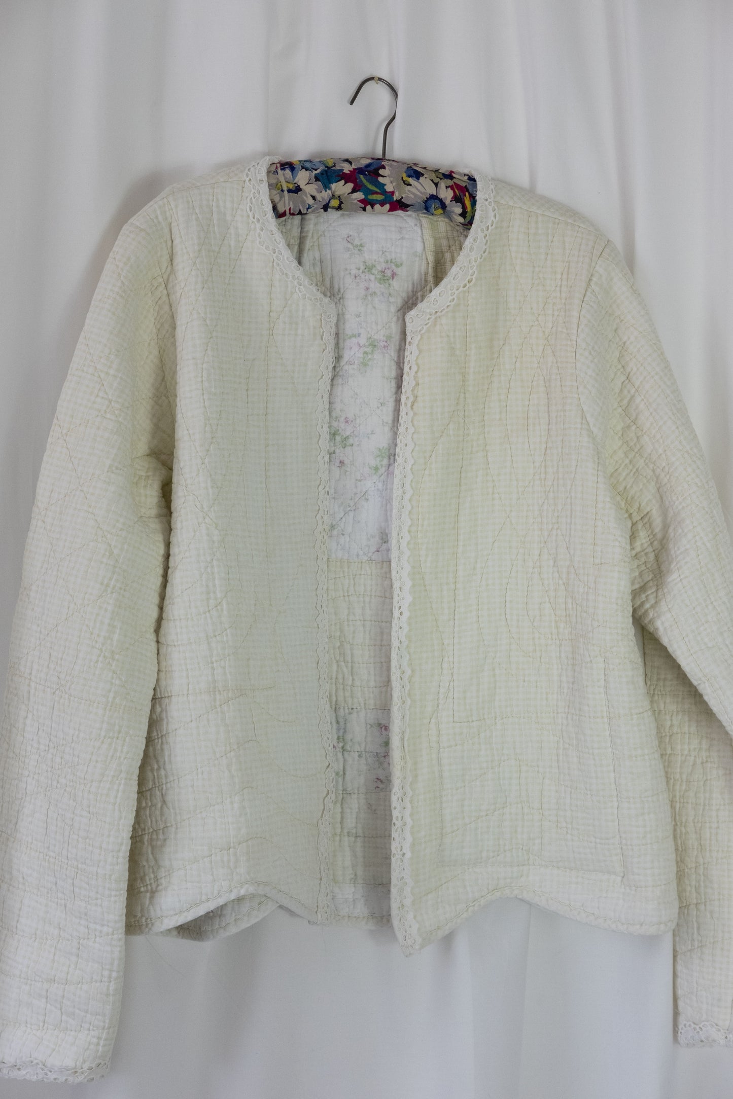 Camomilla ~ Remade Vintage Quilt Jacket ~ Lemon Gingham  ~ M/L