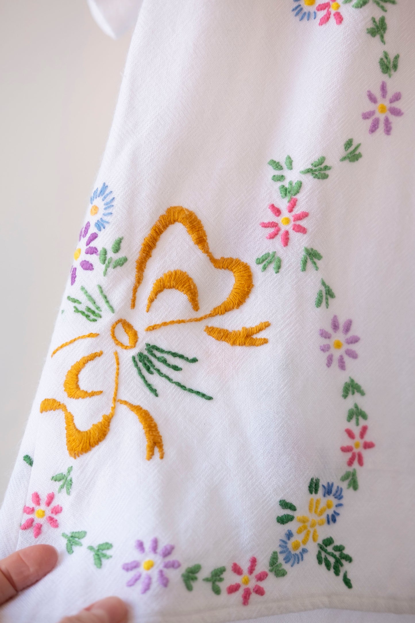 Gardenia ~ Reworked Embroidered Tablecloth Shirt ~ M