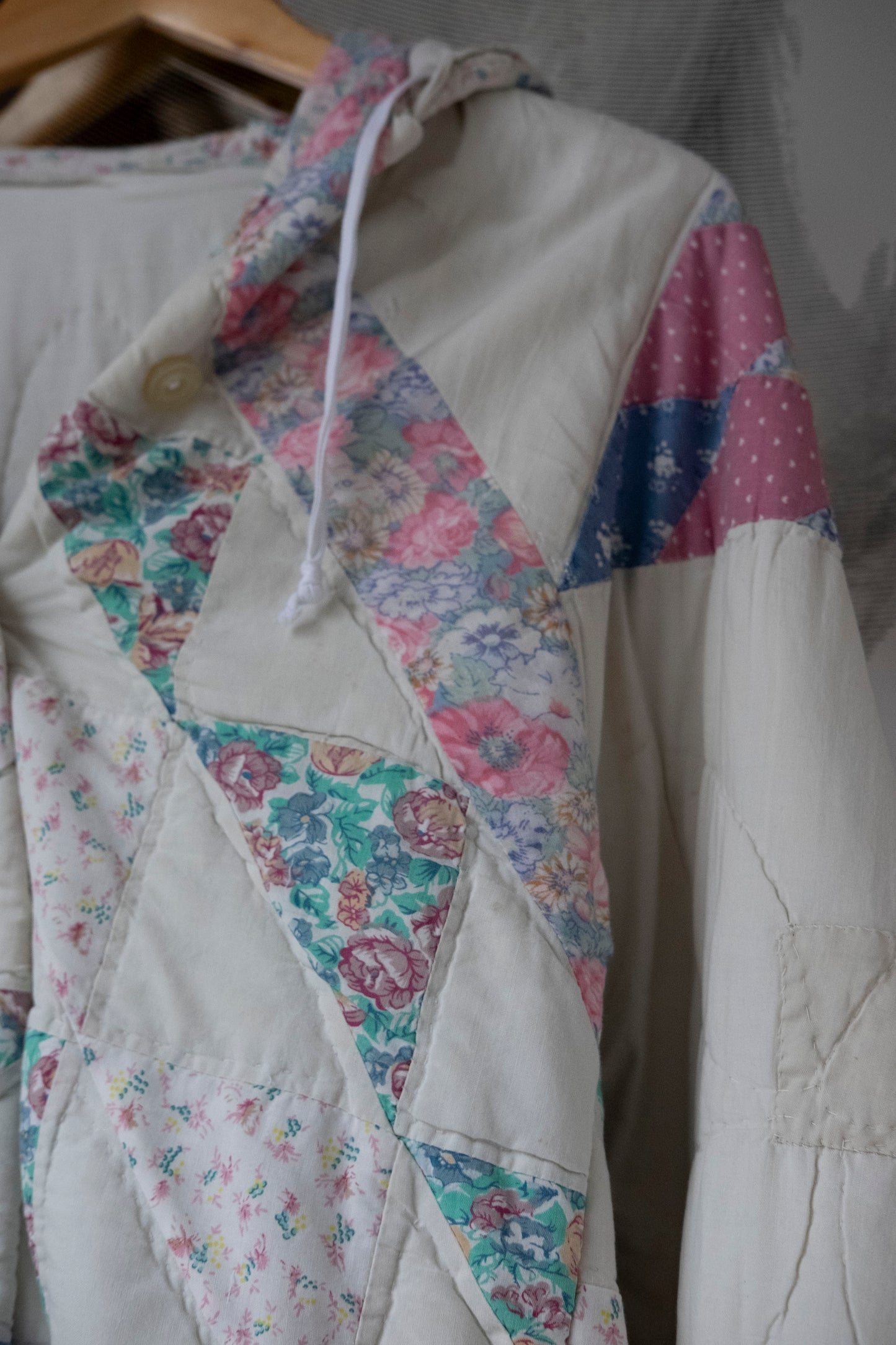 Rosaline ~ Reworked Patchwork Quilt Jacket with Hood - S