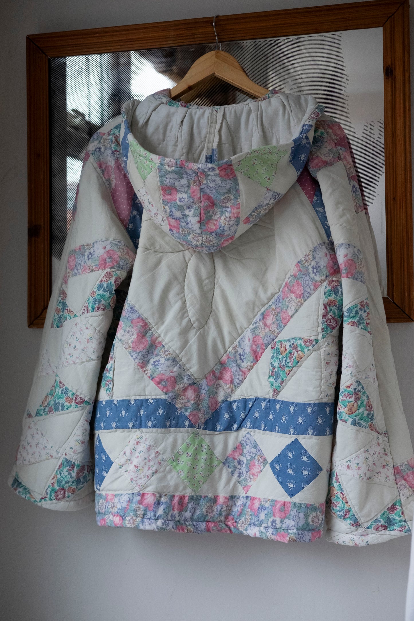 Rosaline ~ Reworked Patchwork Quilt Jacket with Hood - S