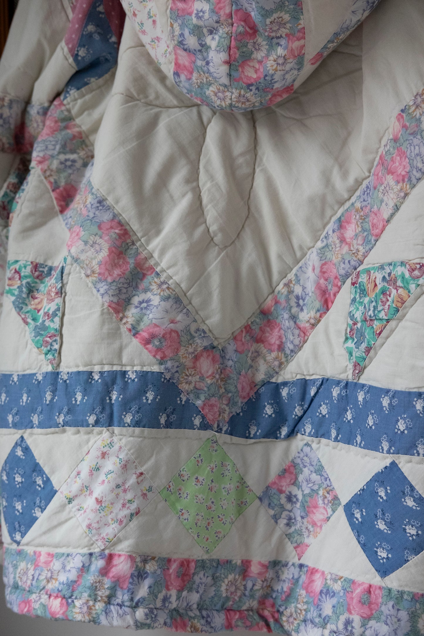 Rosaline ~ Reworked Patchwork Quilt Jacket with Hood - S