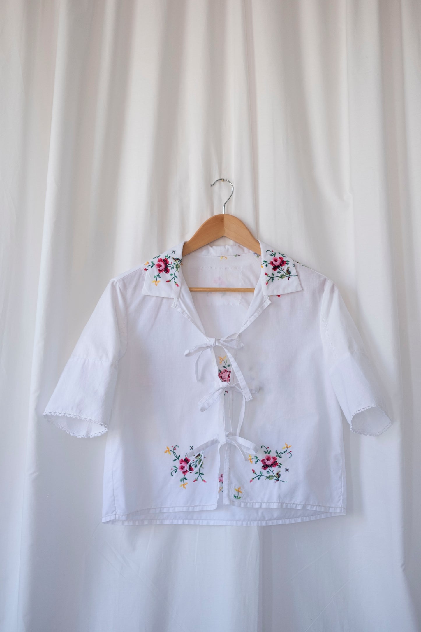 Damask ~ Reworked Embroidered Tie Shirt - XS/S