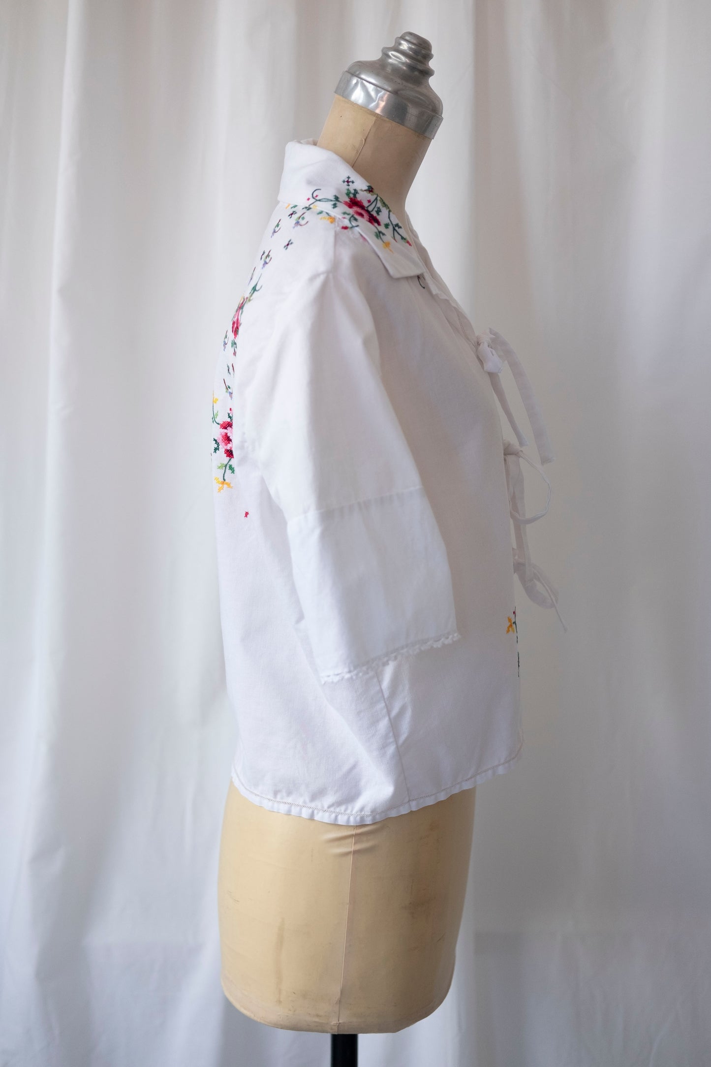 Damask ~ Reworked Embroidered Tie Shirt - XS/S