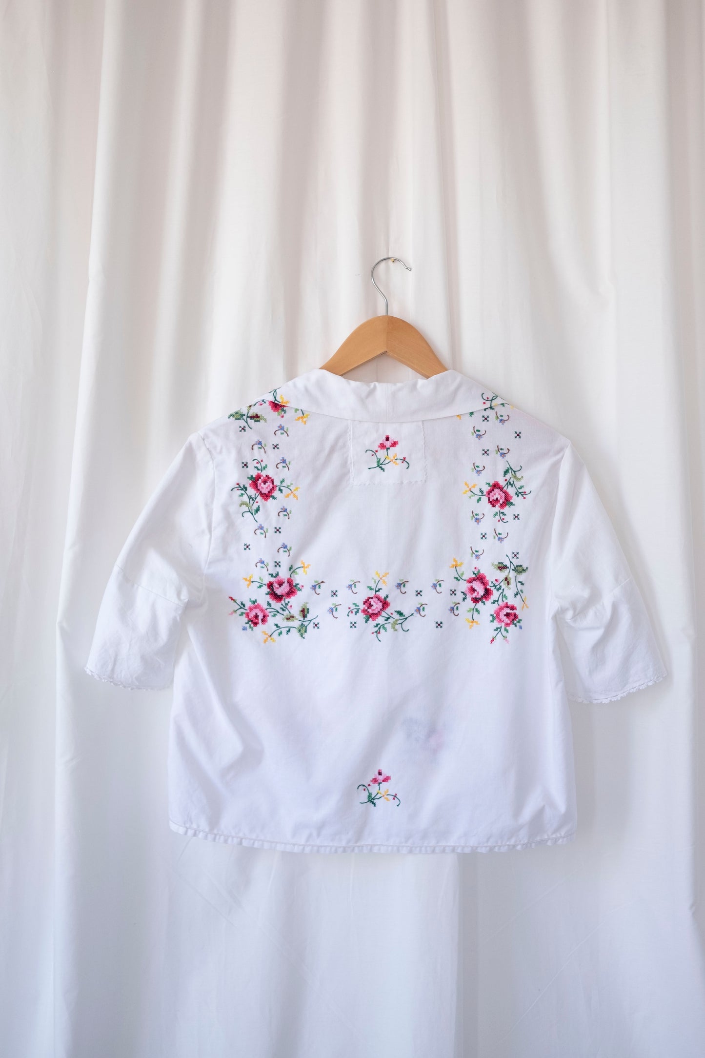 Damask ~ Reworked Embroidered Tie Shirt - XS/S