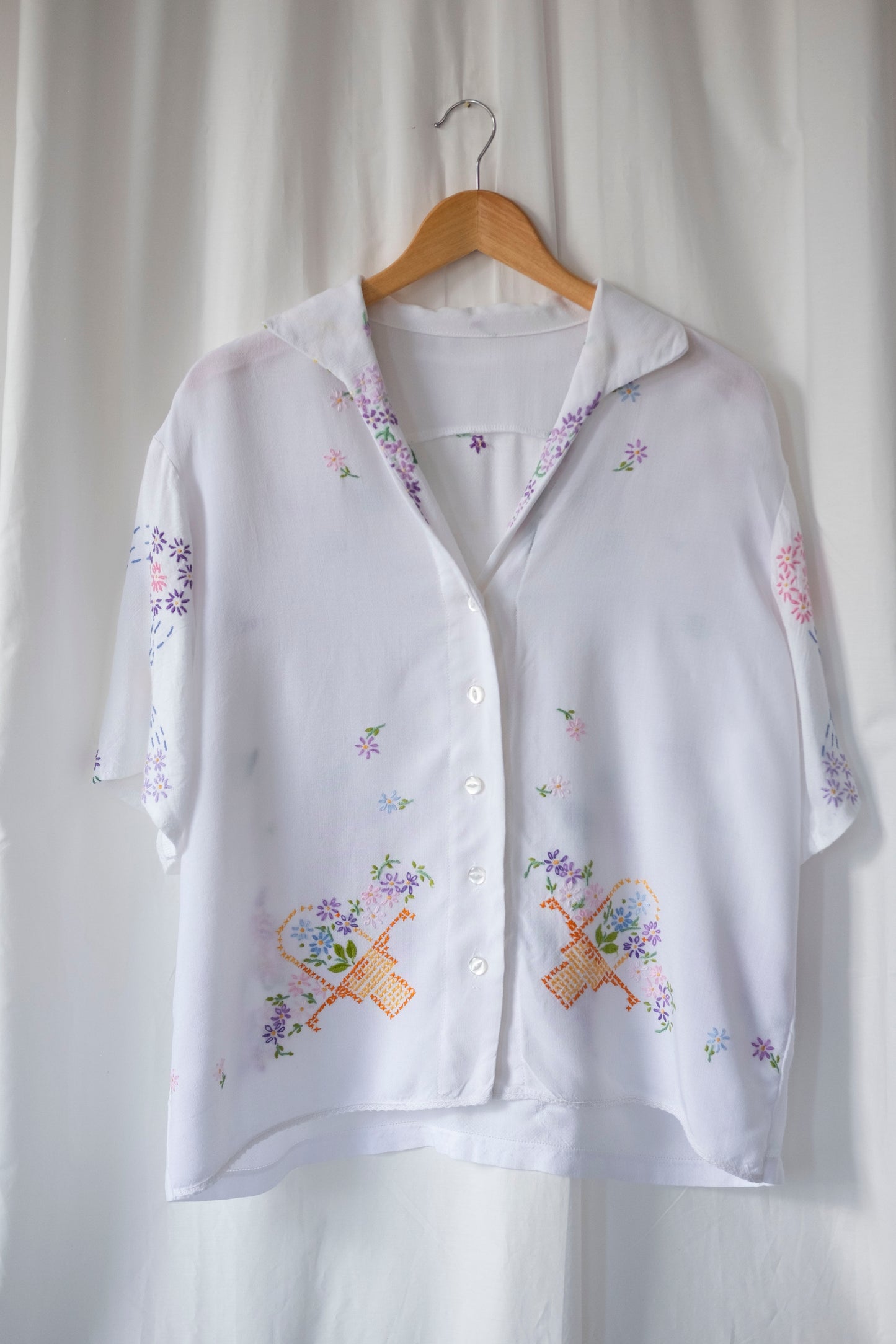 Salvia ~ Reworked Embroidered Shirt - XL