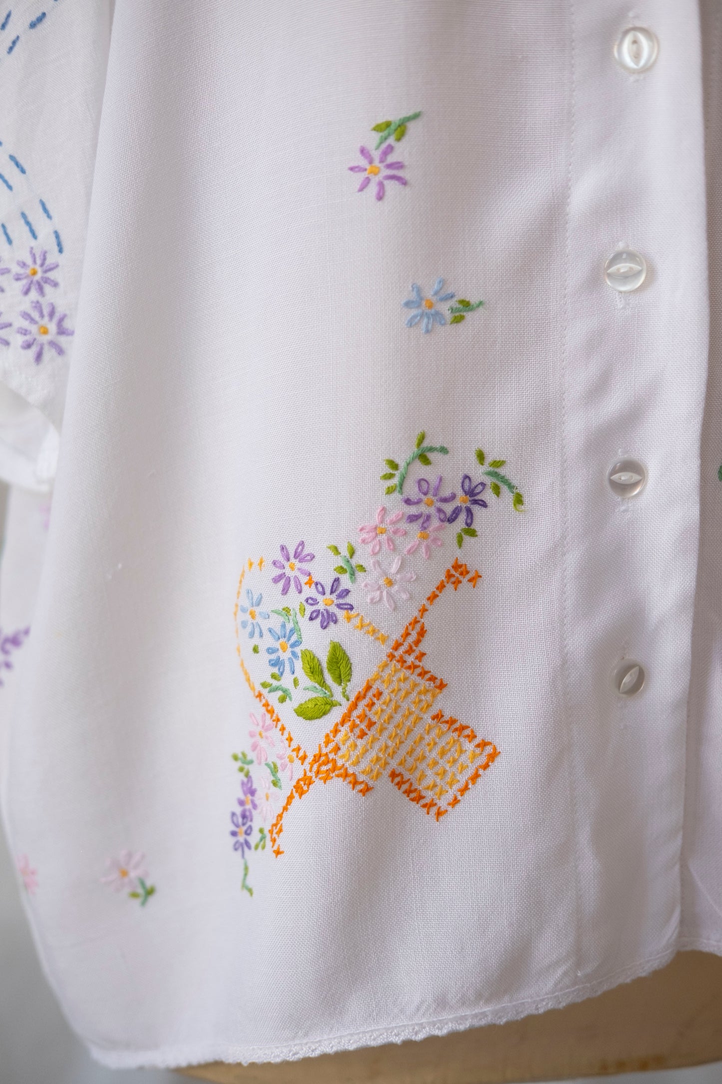 Salvia ~ Reworked Embroidered Shirt - XL