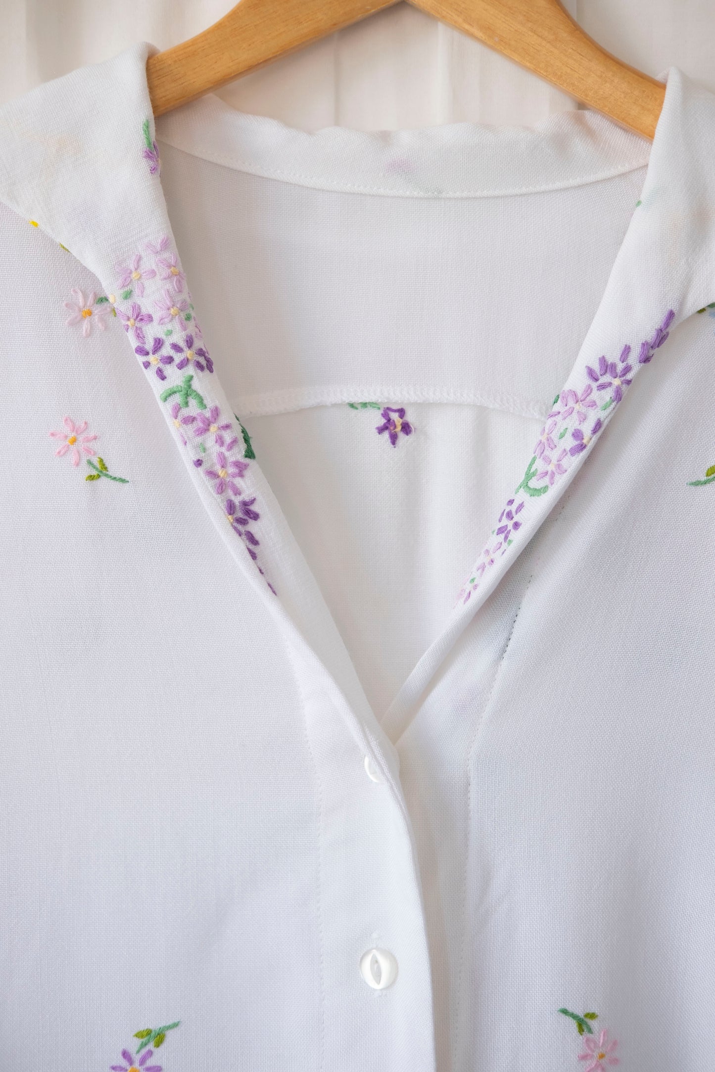 Salvia ~ Reworked Embroidered Shirt - XL