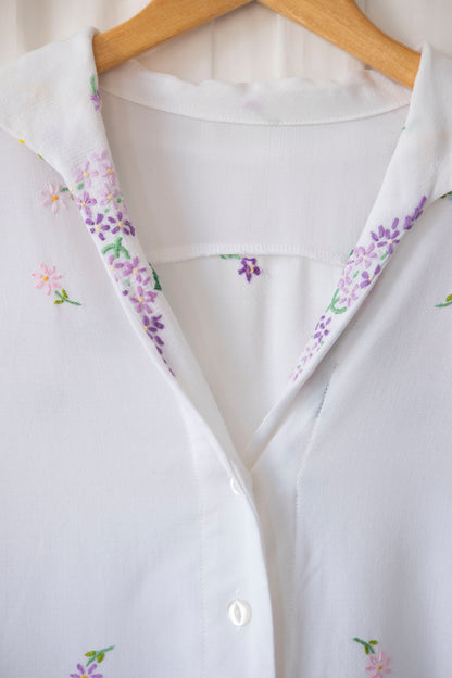 Salvia ~ Reworked Embroidered Shirt - XL