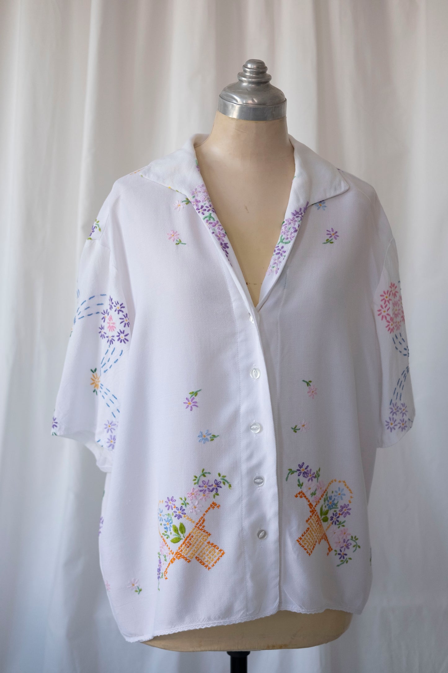 Salvia ~ Reworked Embroidered Shirt - XL