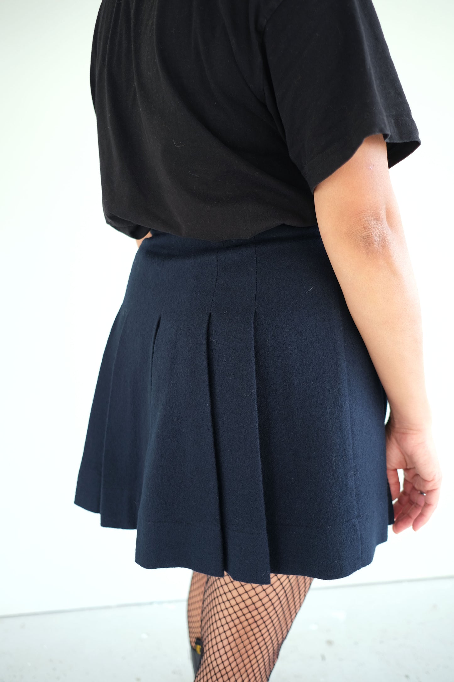 Nebula ~ Navy Wool Pleat Mini Skirt - 12