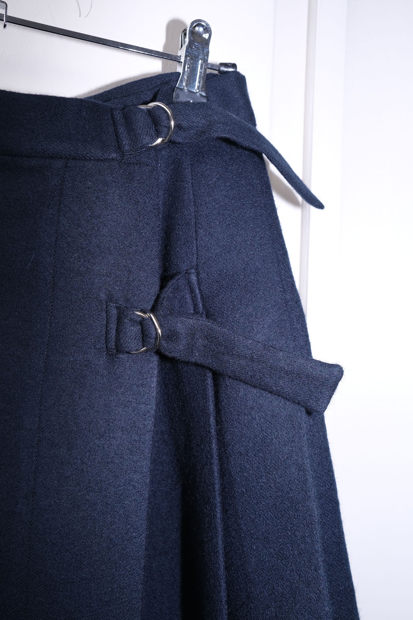 Nebula ~ Navy Wool Pleat Mini Skirt - 12