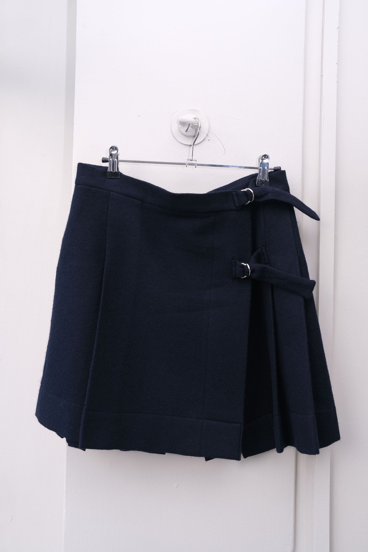 Nebula ~ Navy Wool Pleat Mini Skirt - 12