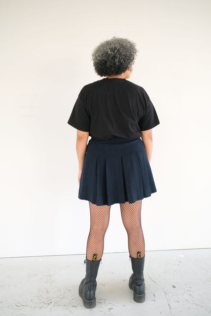 Nebula ~ Navy Wool Pleat Mini Skirt - 12