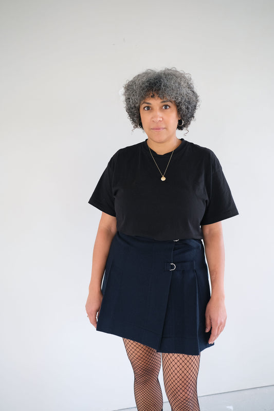 Nebula ~ Navy Wool Pleat Mini Skirt - 12