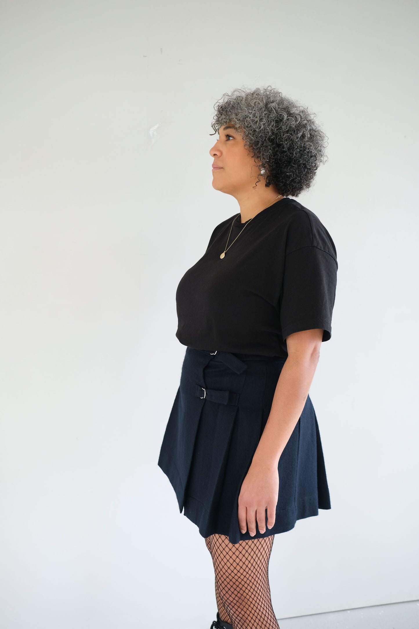 Nebula ~ Navy Wool Pleat Mini Skirt - 12