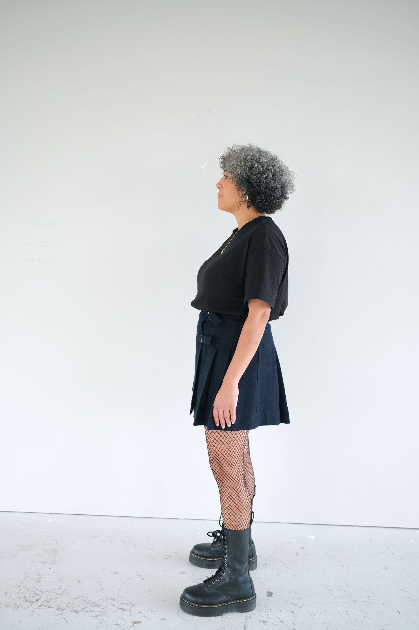 Nebula ~ Navy Wool Pleat Mini Skirt - 12