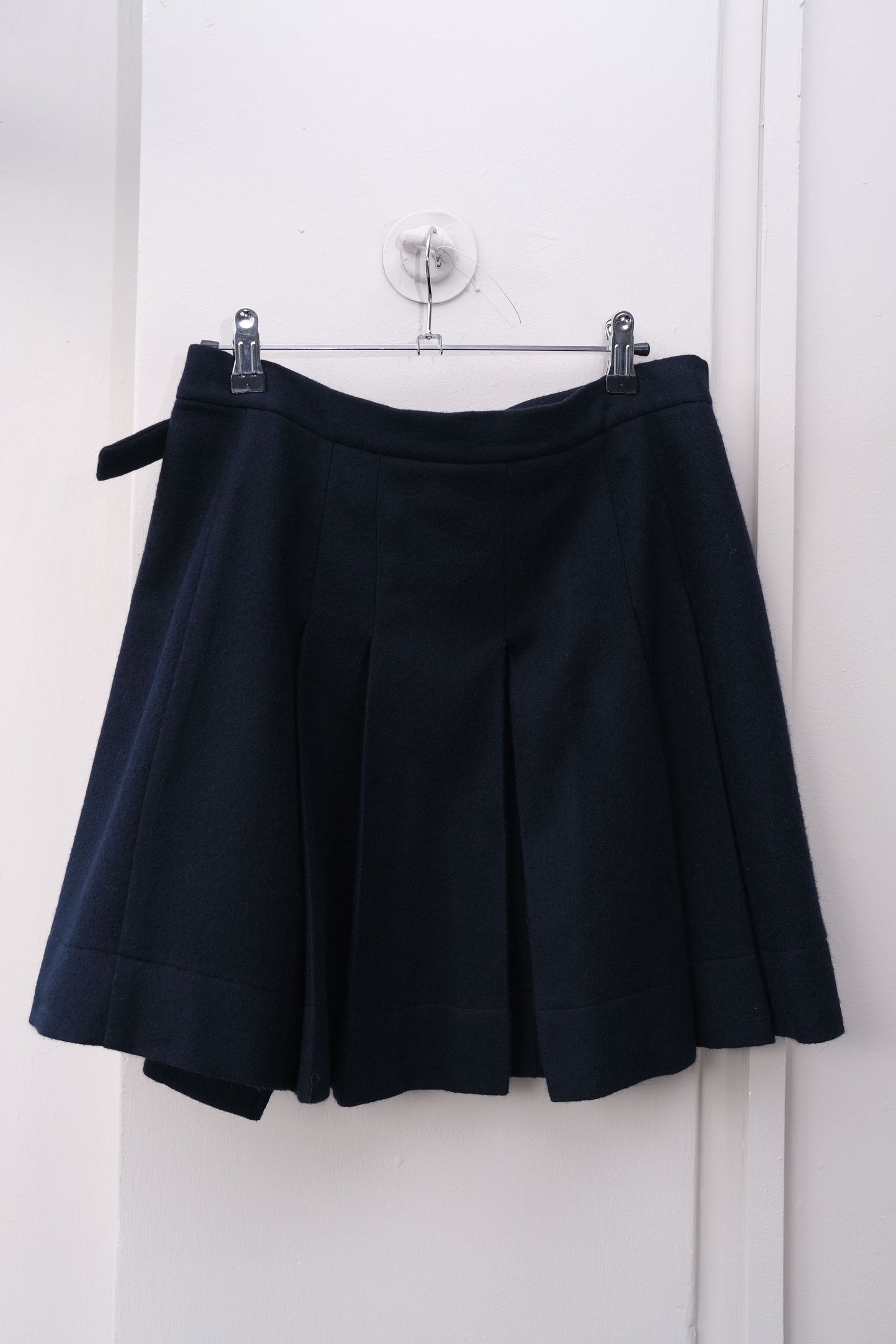 Nebula ~ Navy Wool Pleat Mini Skirt - 12