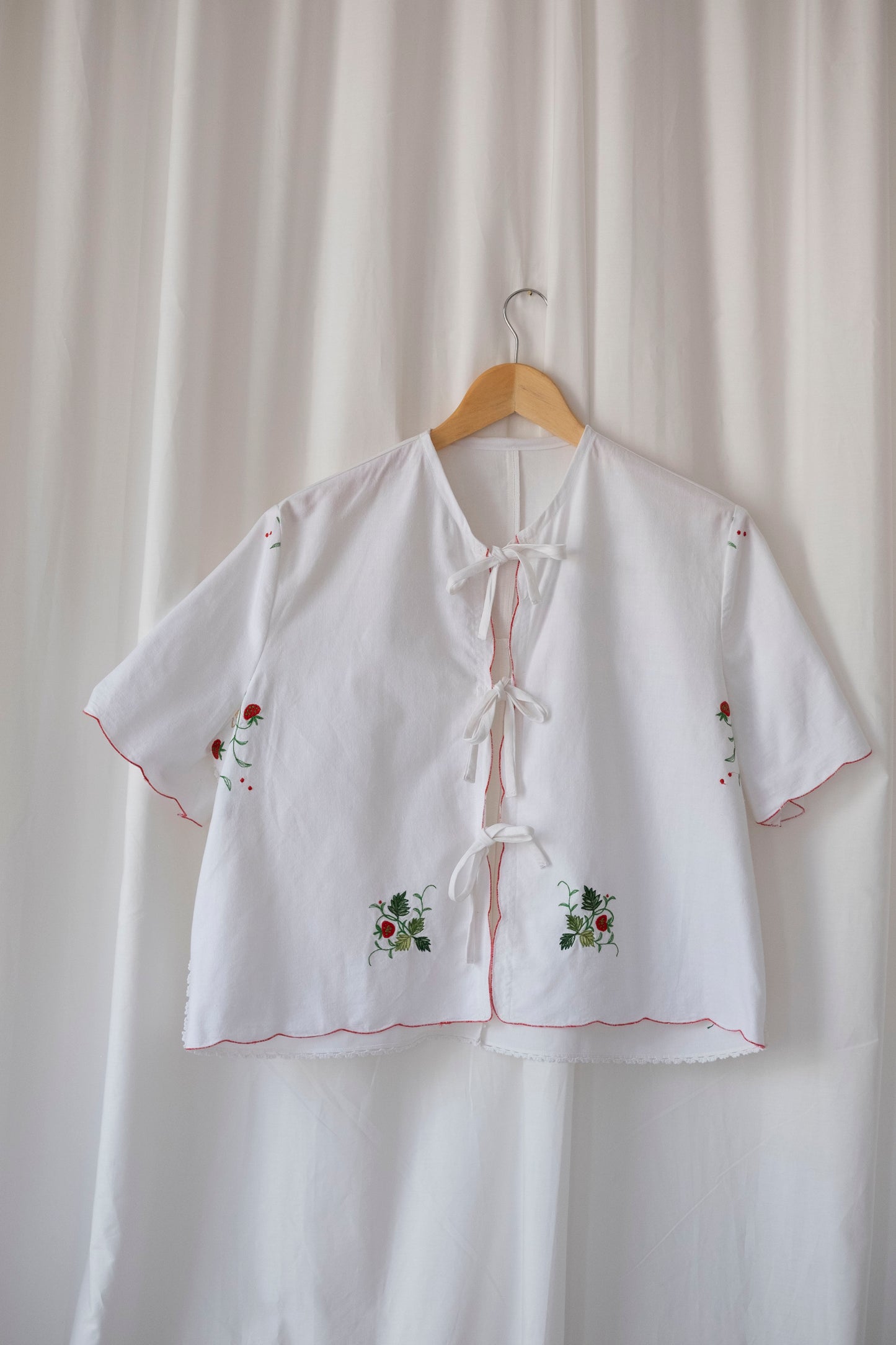 Ananassa ~ Reworked Vintage Tie Front Shirt - S