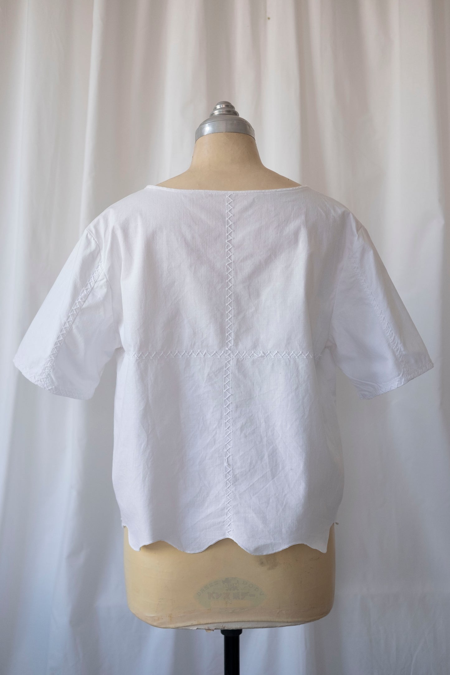 Vendela ~ Reworked Embroidered Scallop Tee- M/L