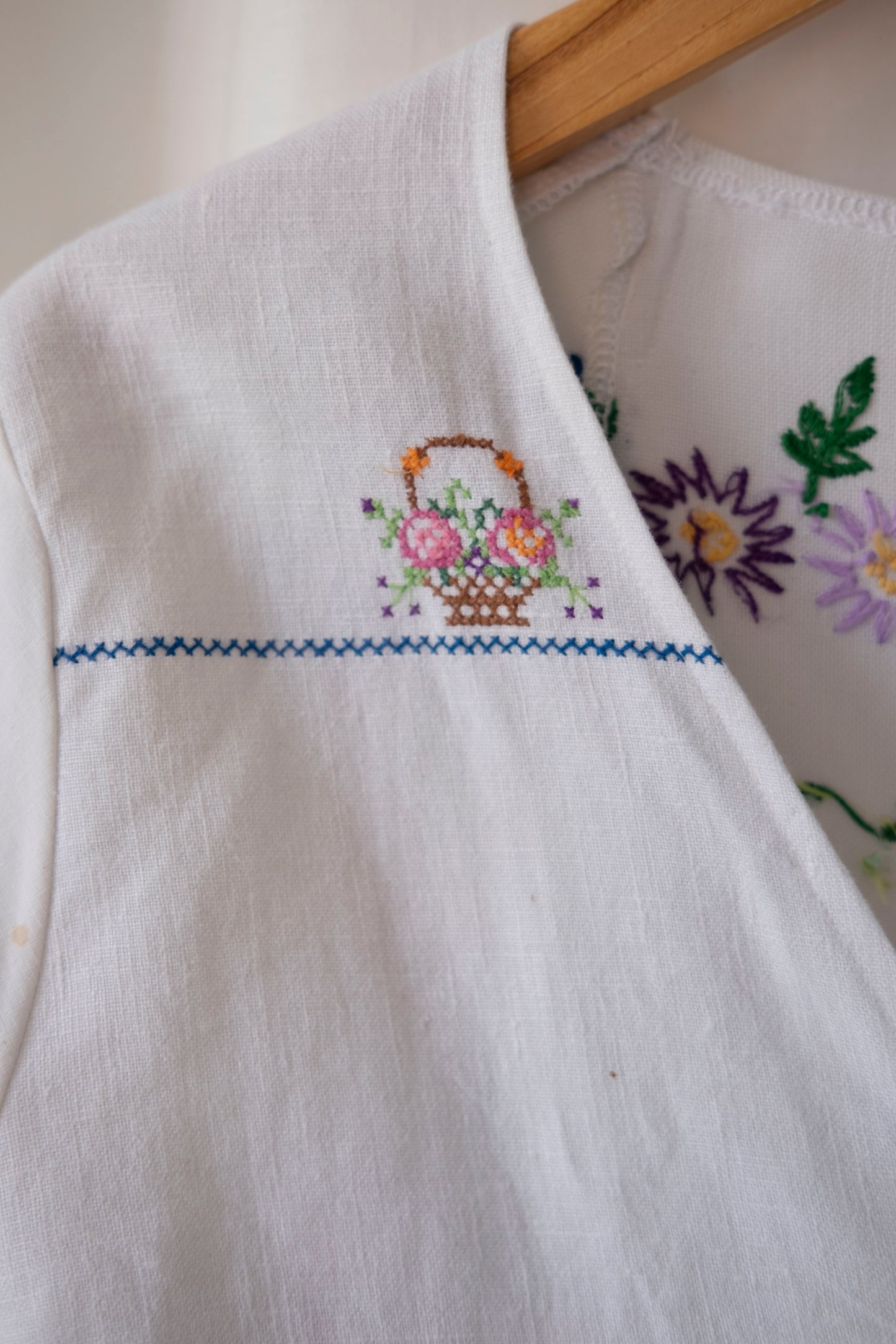 Hyacinth ~ Reworked Embroidered Tie Blouse ~ S