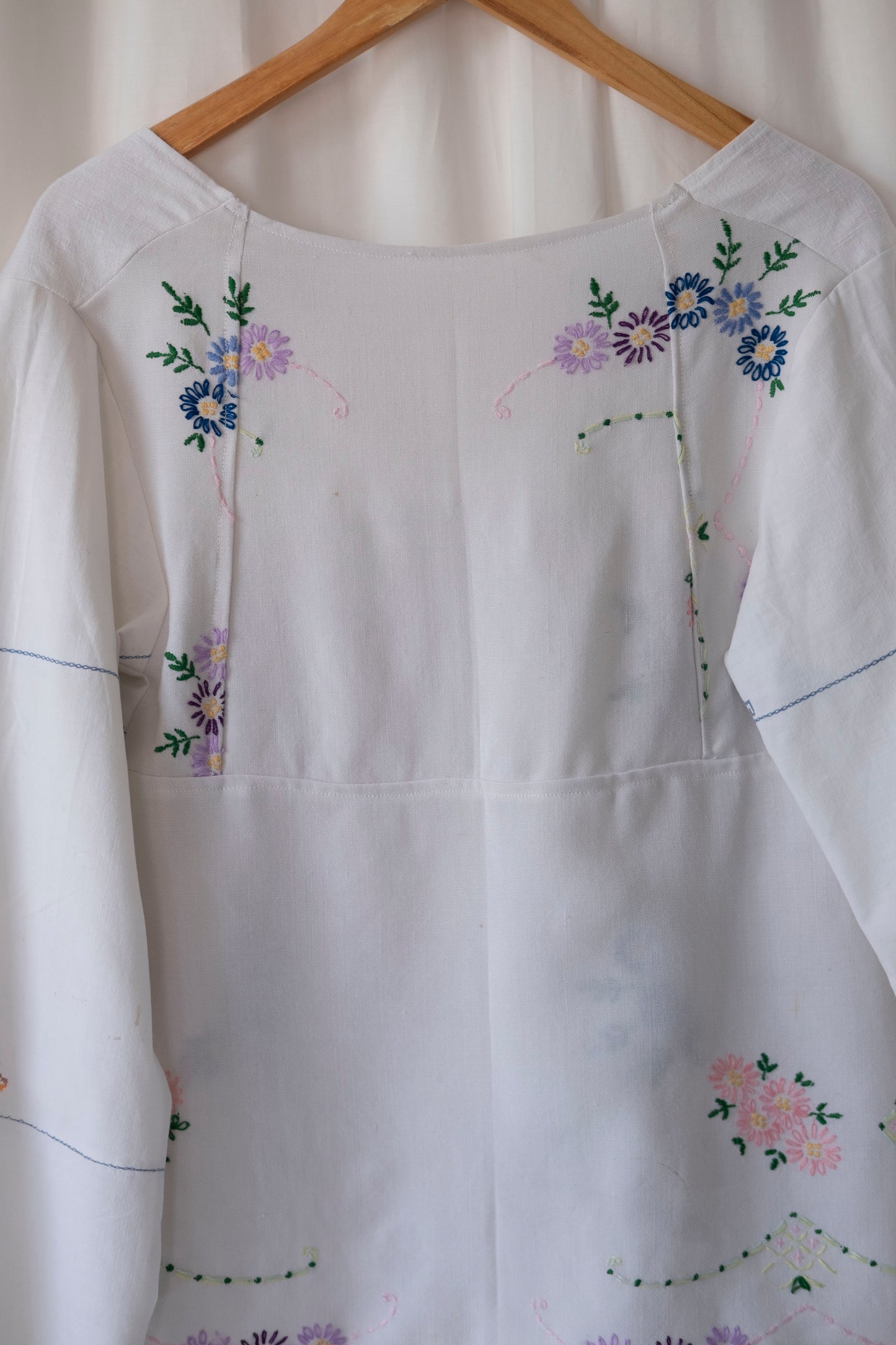 Hyacinth ~ Reworked Embroidered Tie Blouse ~ S