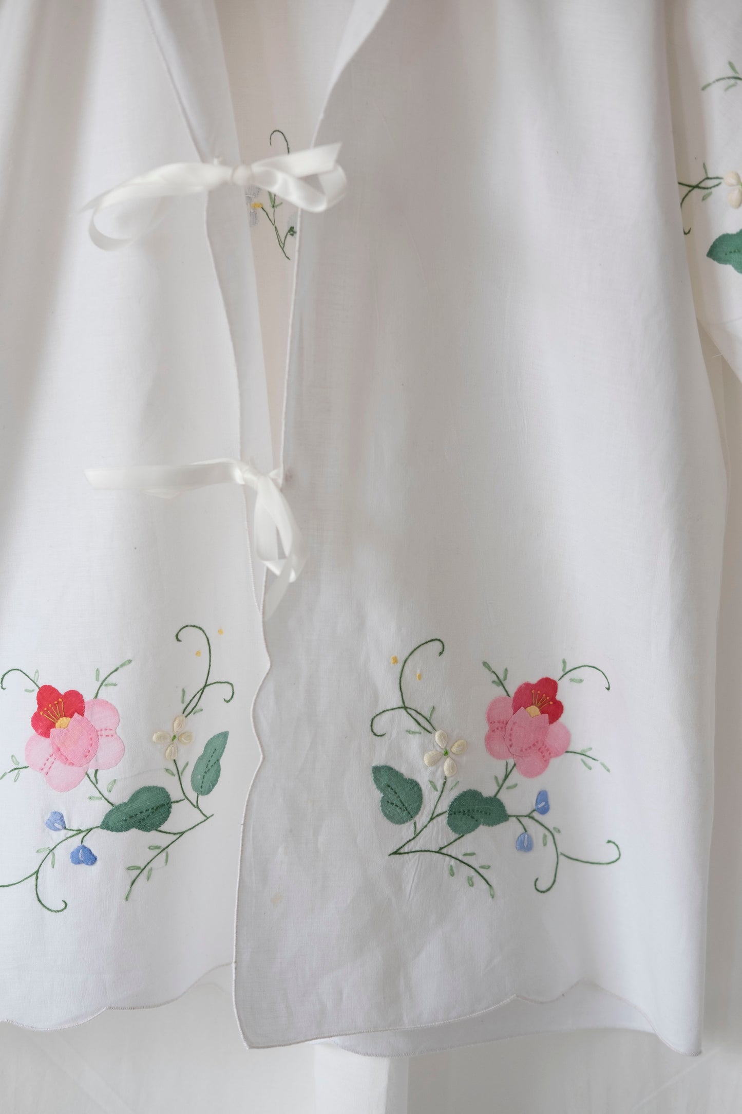 Camellia ~ Reworked Embroidered Tie Blouse ~ M