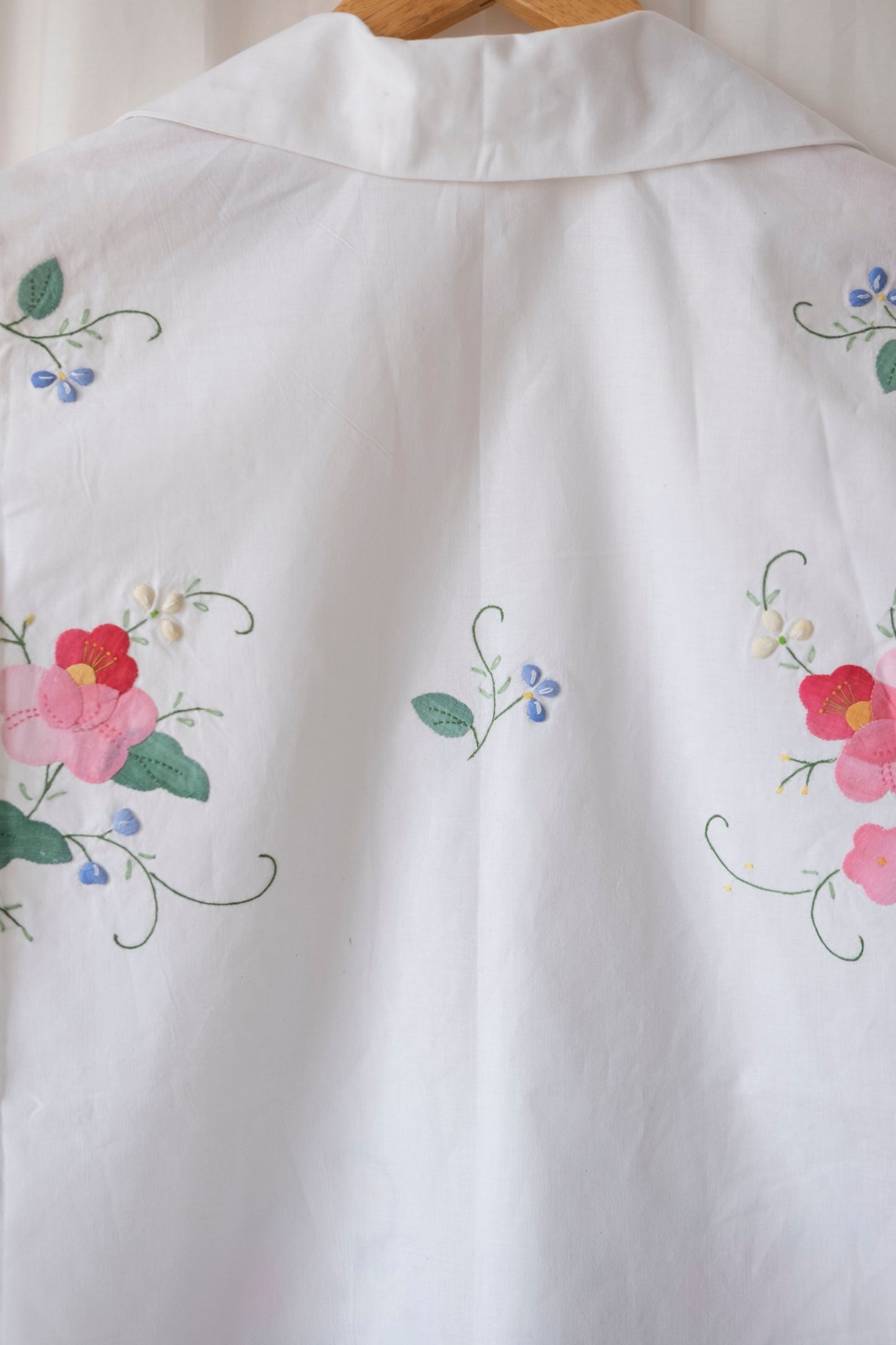 Camellia ~ Reworked Embroidered Tie Blouse ~ M