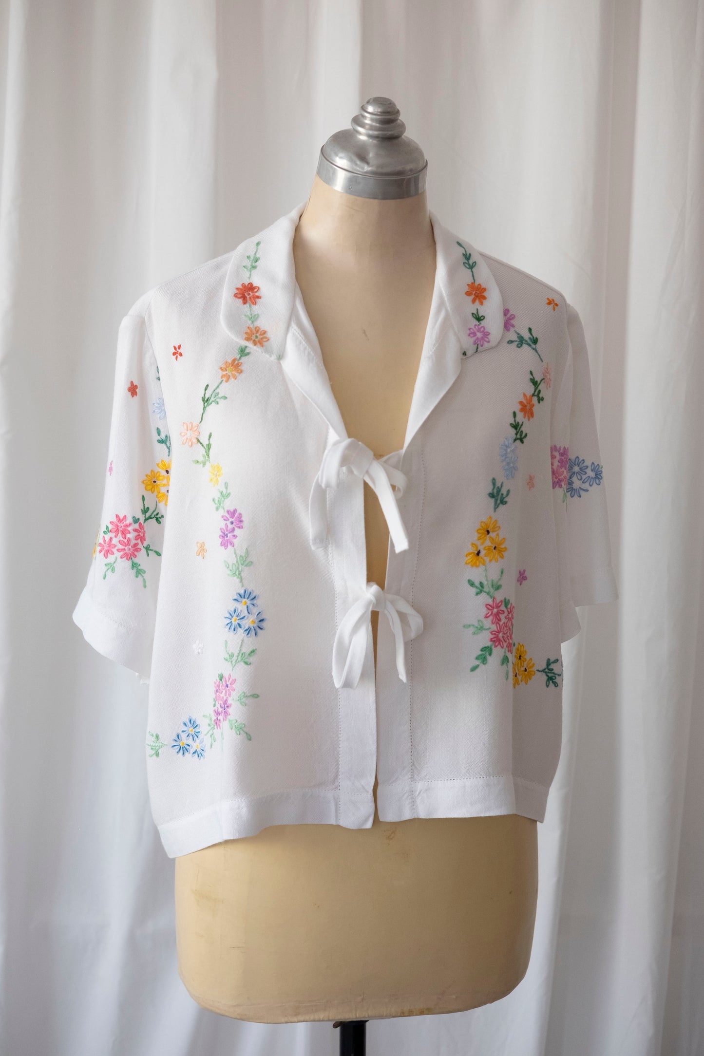 Rowan ~ Reworked Vintage Tie Front Shirt - L