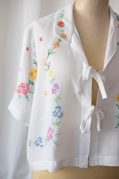 Rowan ~ Reworked Vintage Tie Front Shirt - L