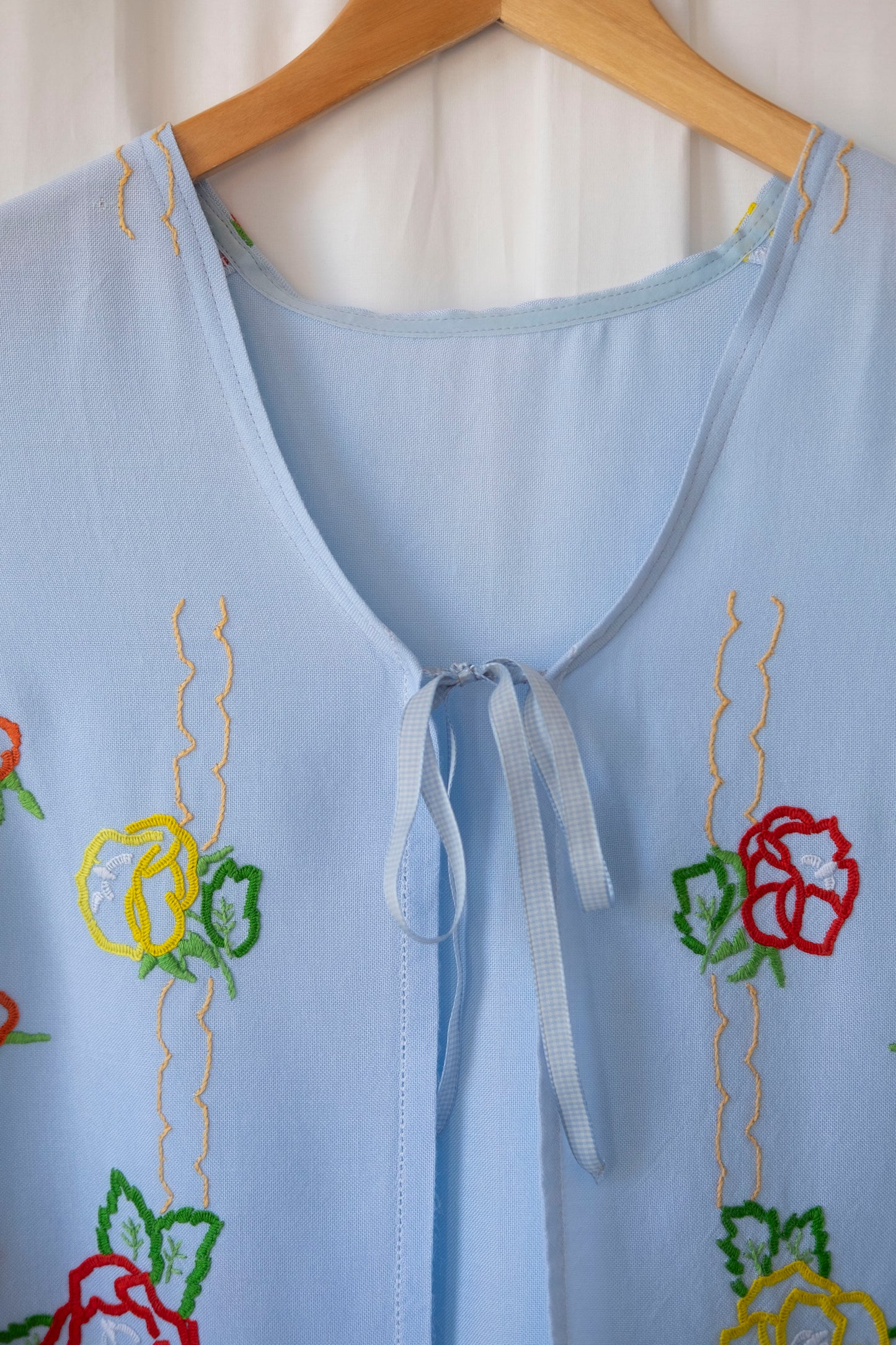 Topaz ~ Reworked Embroidered Blue Waistcoat - S/M