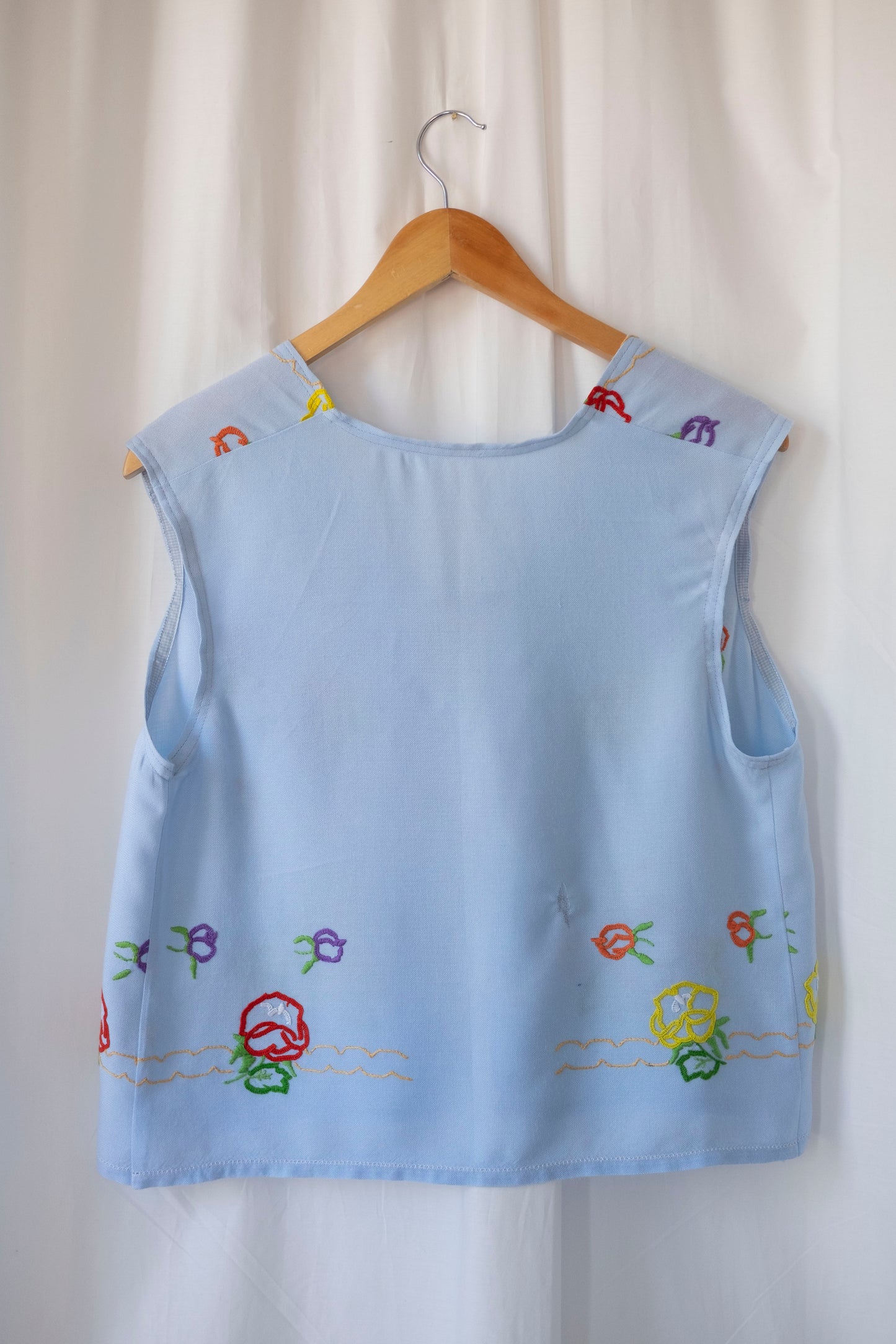 Topaz ~ Reworked Embroidered Blue Waistcoat - S/M