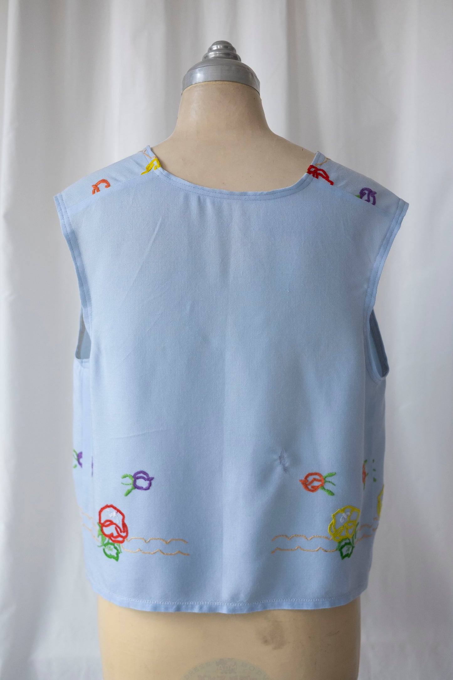 Topaz ~ Reworked Embroidered Blue Waistcoat - S/M