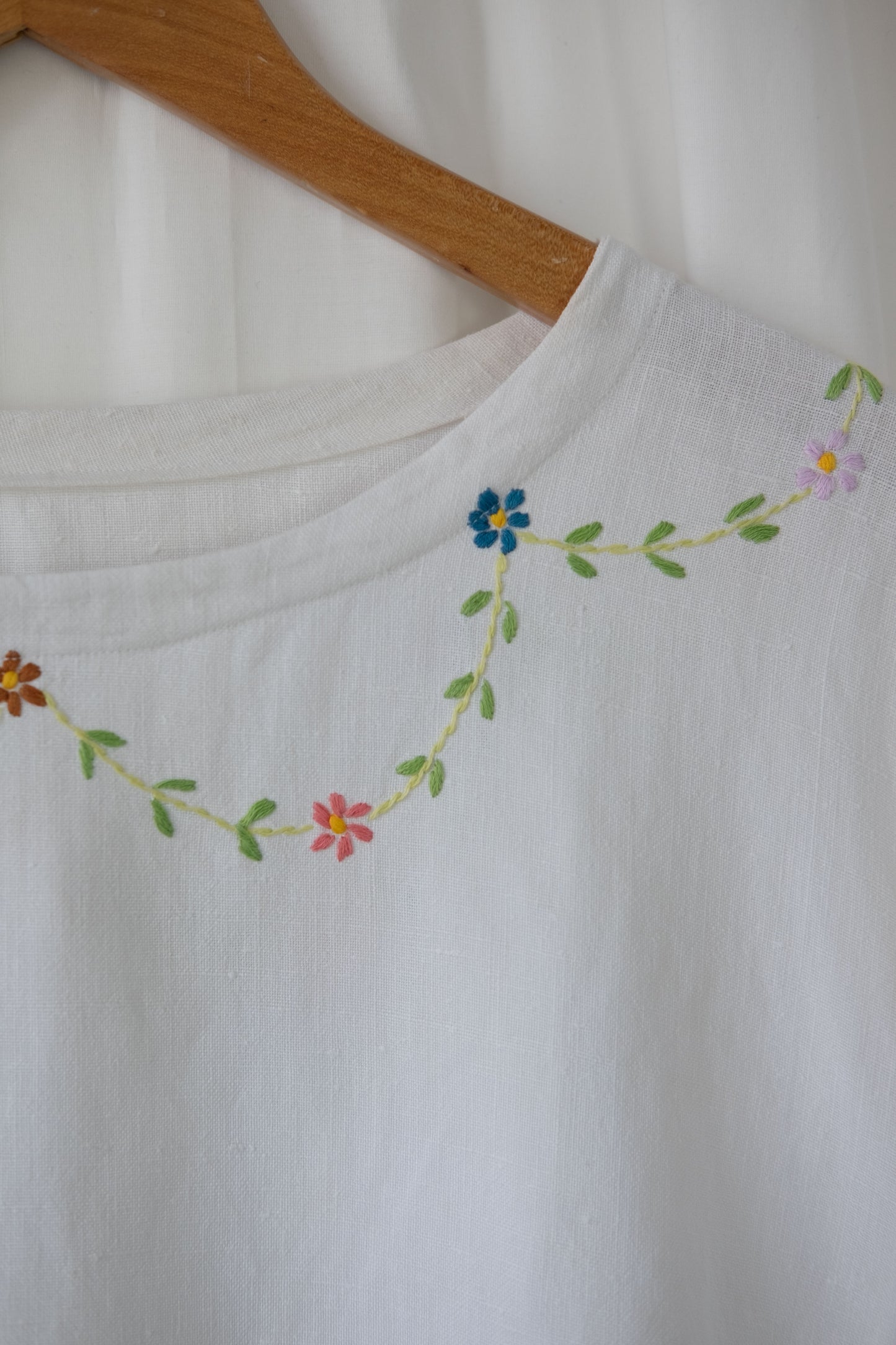 Violet ~ Reworked Vintage Linen Embroidered Long Sleeve - M