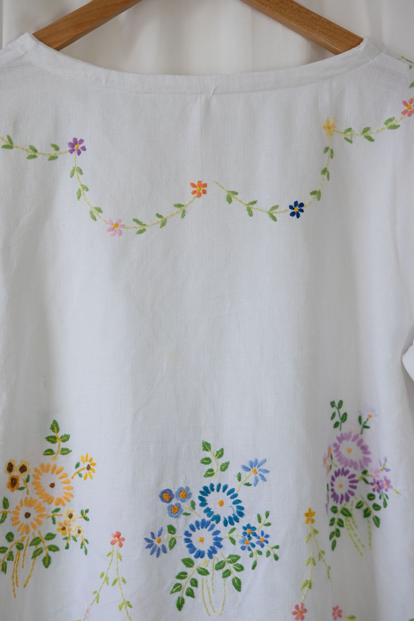 Violet ~ Reworked Vintage Linen Embroidered Long Sleeve - M