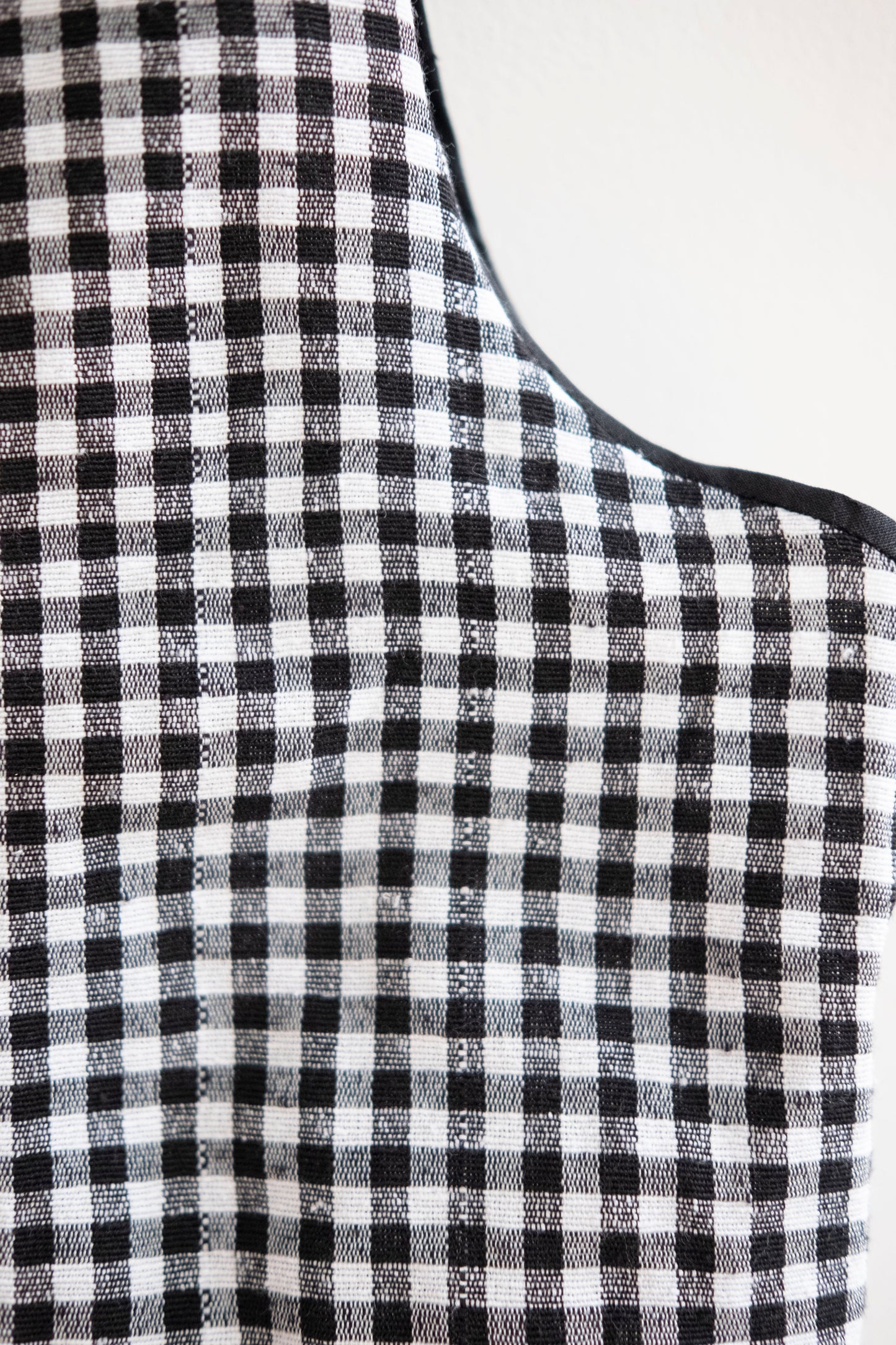 Zahra ~ Reworked Black Gingham Linen Tie Waistcoat - M/L